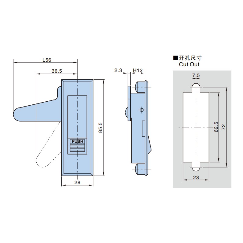 (SACOM) Khóa tủ điện MS603-3-1R, MS603-3-2R, dùng trong tủ bảng điện công nghiệp, hãng Hengzhu, hàng mới 100%, CO CQ