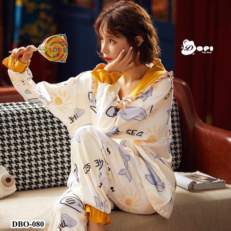 (DBO080) Đồ bộ mặc nhà thu đông dài tay CHUNKEER cao cấp