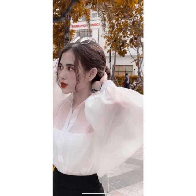 Áo Sơ Mi Trắng/Đen Kèm Áo 2 Dây Cũng Màu-Y10