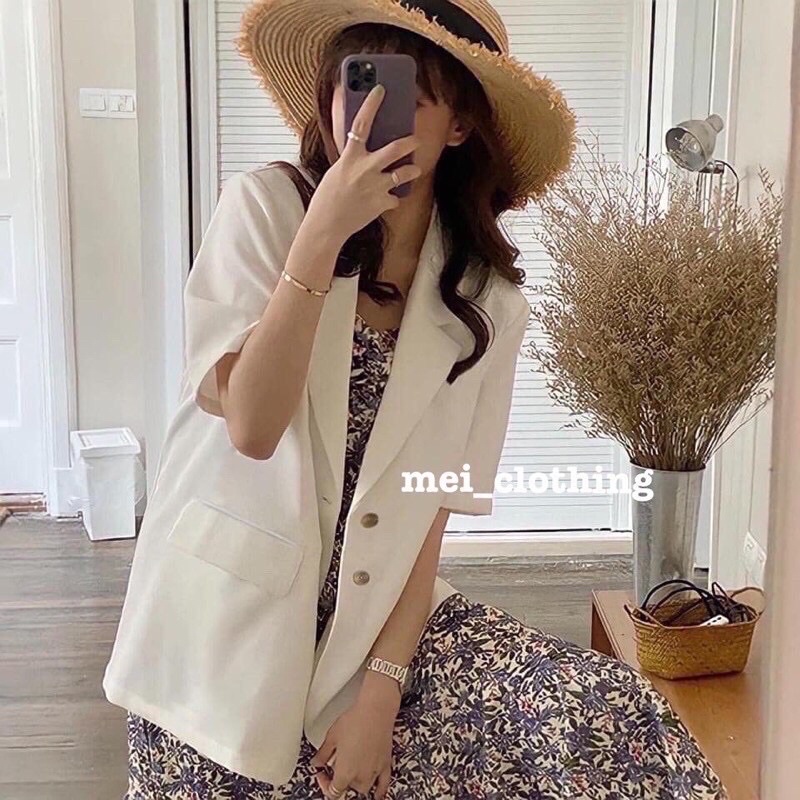 [Ảnh thật/video] Blazer trơn tay lỡ nhiều màu 2 khuy túi nắp /Áo vest nữ nhiều màu | BigBuy360 - bigbuy360.vn