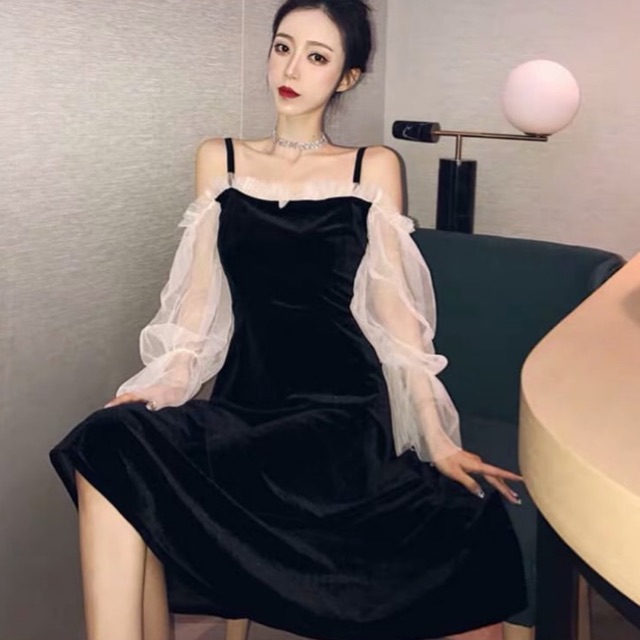 Váy trễ vai tay bồng