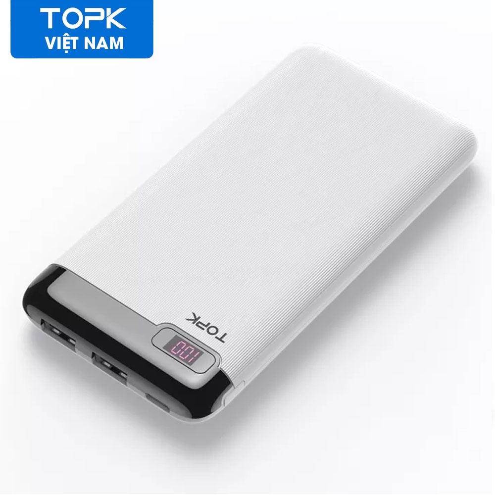 [Chính Hãng] Sạc Dự Phòng TOPK I1013 10000mAh 2 Cổng Dung Lượng Có Màn Hình Điện Tử