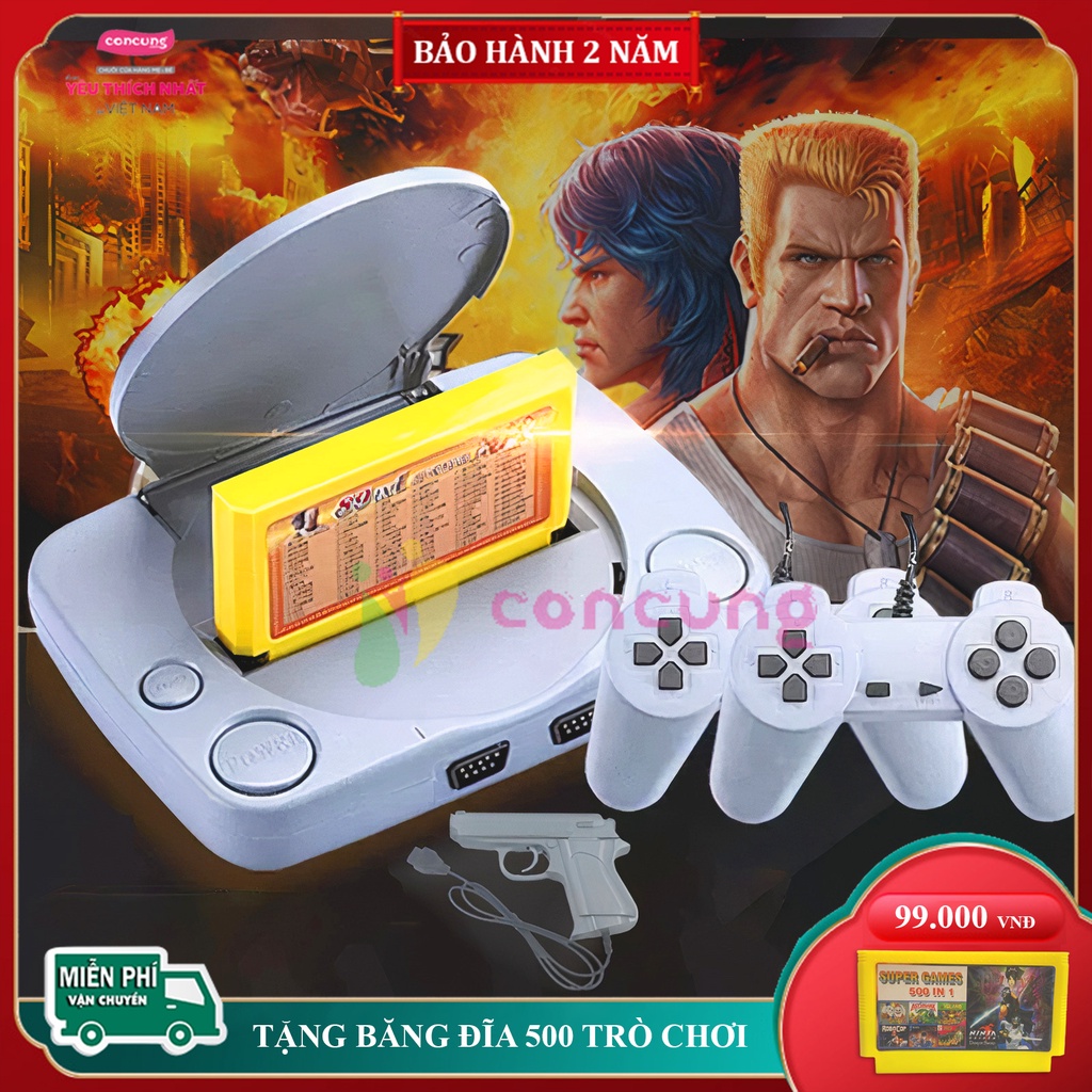 Máy chơi game điện tử 4 nút 500 trò chơi, máy trò chơi cổ điển cống AV kết nối tivi Bảo hành 2 năm