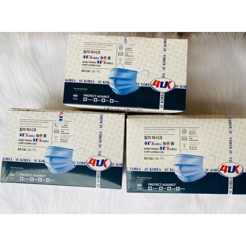 [HCM]Giá xưởng sỉ 1 thùng 50 hộp khẩu trang y tế 4 lớp kháng khuẩn 4uk tiêu chuẩn Hàn Quốc (50 cái/hộp)
