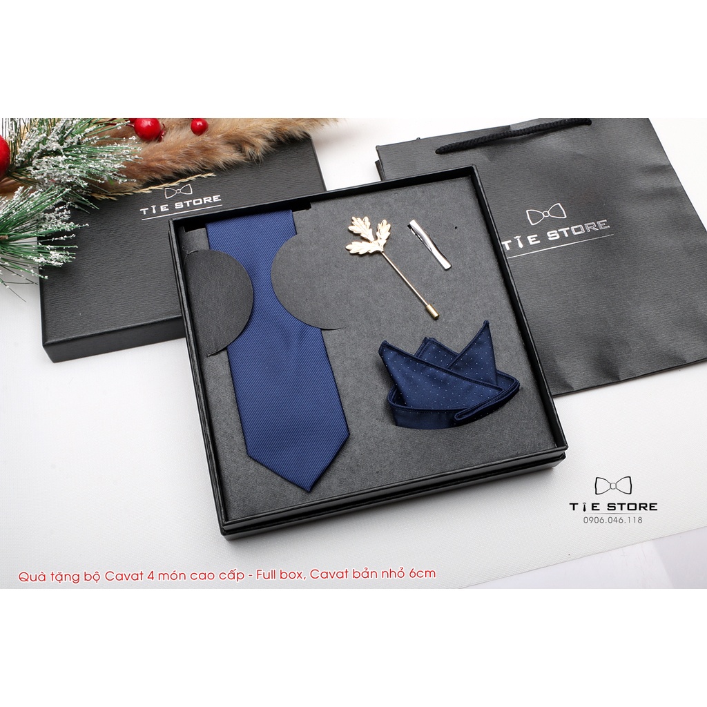 [ QUÀ TẶNG ] Cavat Bộ Cao Cấp Hàn Quốc 4 món Phụ Kiện - Full box kèm túi xách, xanh navy