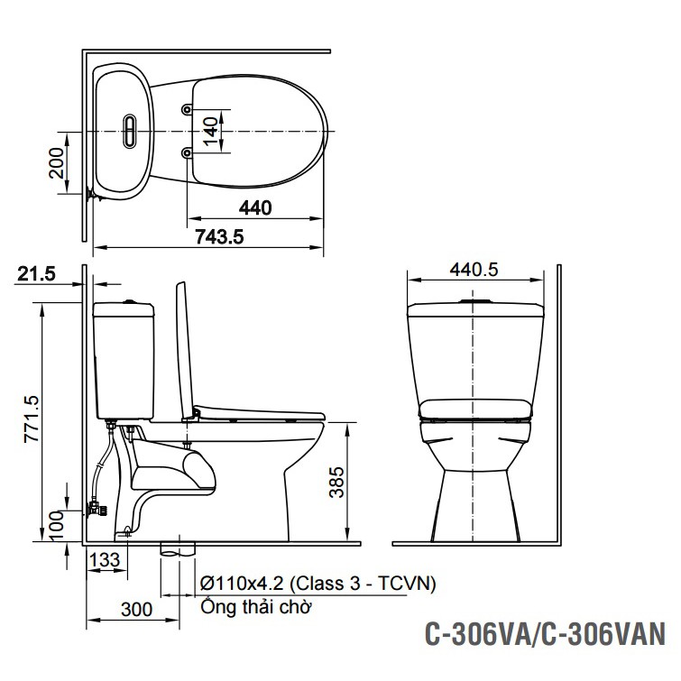 Bồn cầu 2 khối INAX C306 2 Nút Xả Chính Hãng Bảo Hành 10 năm