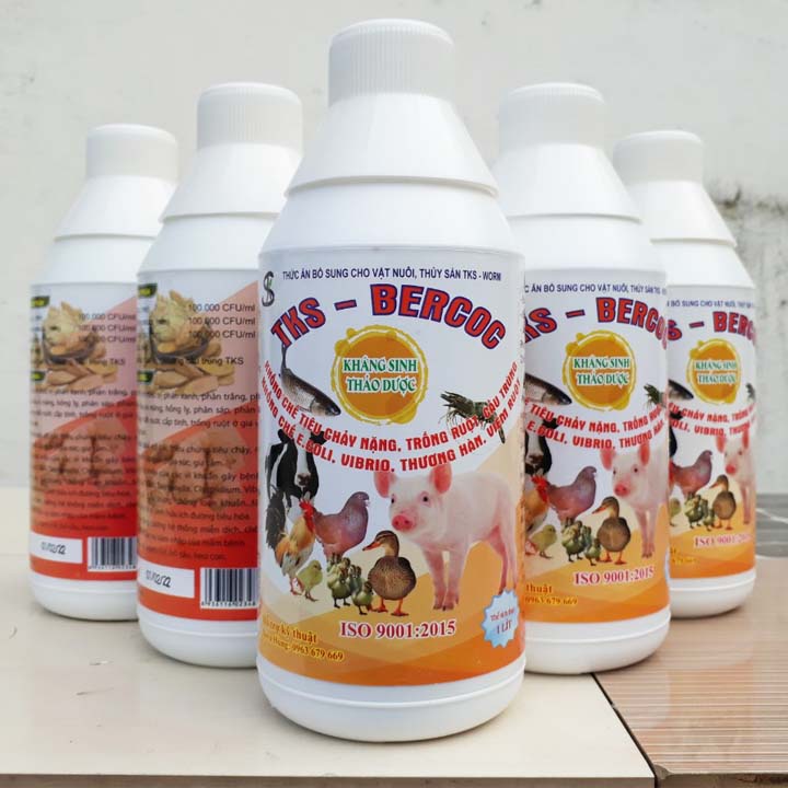 TKS-BERCOC Trừ Tiêu Chảy Nặng, Cầu Trùng, Trống Ruột E.CoLi- Chai 1 Lít