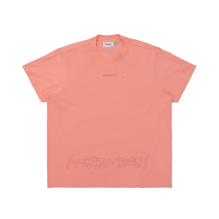 5THEWAY® /public icon/ BIG LOGO SQUARE TEE in PEACH BUD aka Áo Thun Tay Ngắn Hồng Nhạt