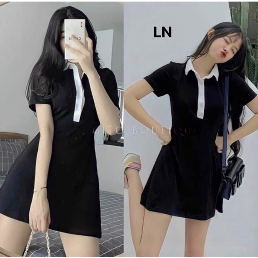 [ĐẦM BODY] Váy ôm baby phối cổ trẻ chung năng động chất liệu cotton (LN40-LP)