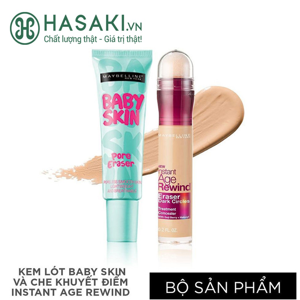 Combo Kem Lót Trang Điểm Baby Skin 22ml + Che Khuyết Điểm 120 Light 6ml