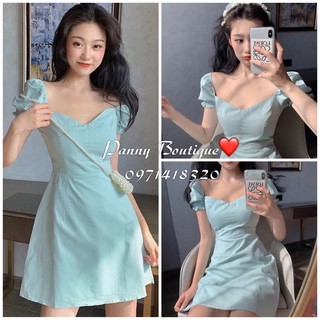 (Hàng sẵn có ảnh thật) Đầm váy cổ vuông tay chun xanh mint🏝 , style ulzzang Hàn Quốc 🌻 Panny Boutique 🌻