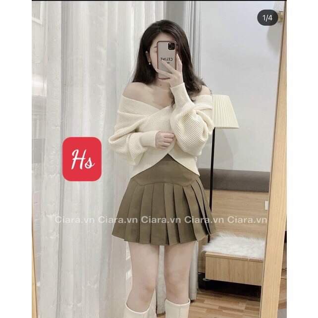 Áo Len Trễ Vai Vạt Chéo Nữ Mã 931 Xưởng May HKN