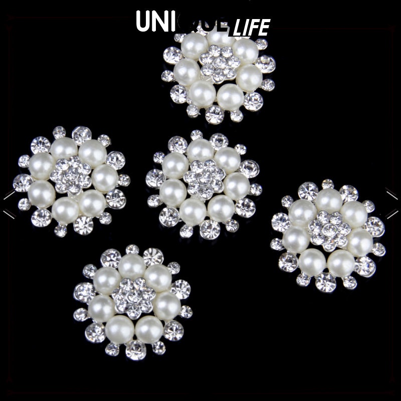 Set 5 Nút Pha Lê Hình Bông Hoa Màu Be 30mm Dùng Làm Đồ Thủ Công DIY Shiwaki4