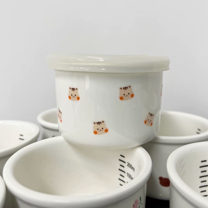 Bát / chén ăn dặm gốm sứ cao cấp Hàn Quốc/ Hũ trữ ăn dặm gốm sứ cho bé CERAMIC BOWL có nắp đậy 220ml