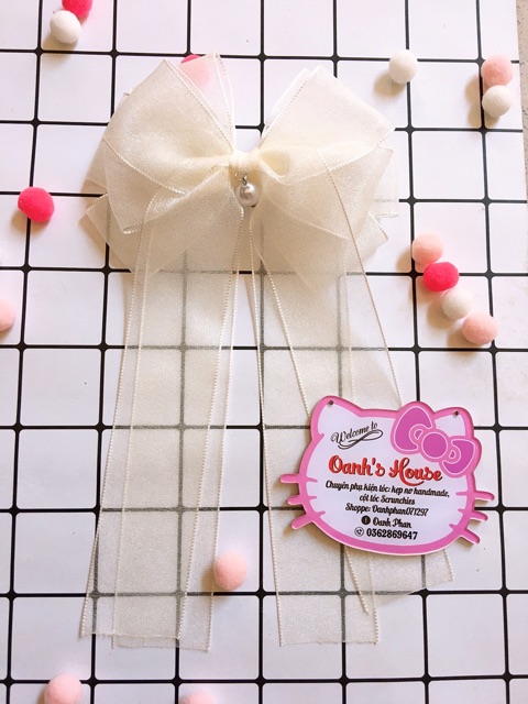 Kẹp nơ voan nhũ cao cấp