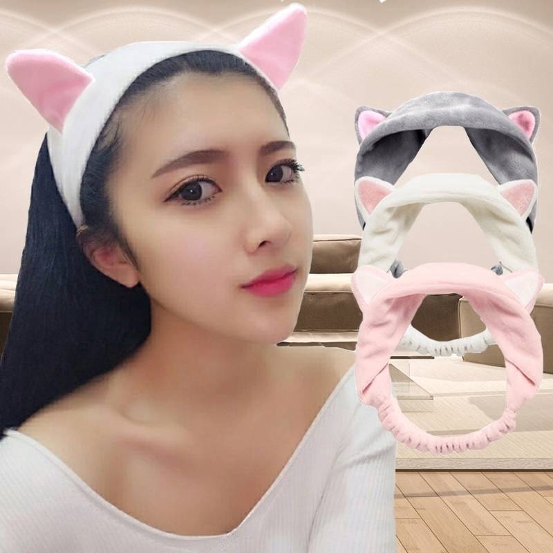 Băng Đô Đàn Hồi Trang Trí Tai Mèo Dễ Thương Thời Trang Dành Cho Bạn Nữ Rửa Mặt/Trang Điểm/Đi Tắm/Chơi Thể Thao Cho Nữ