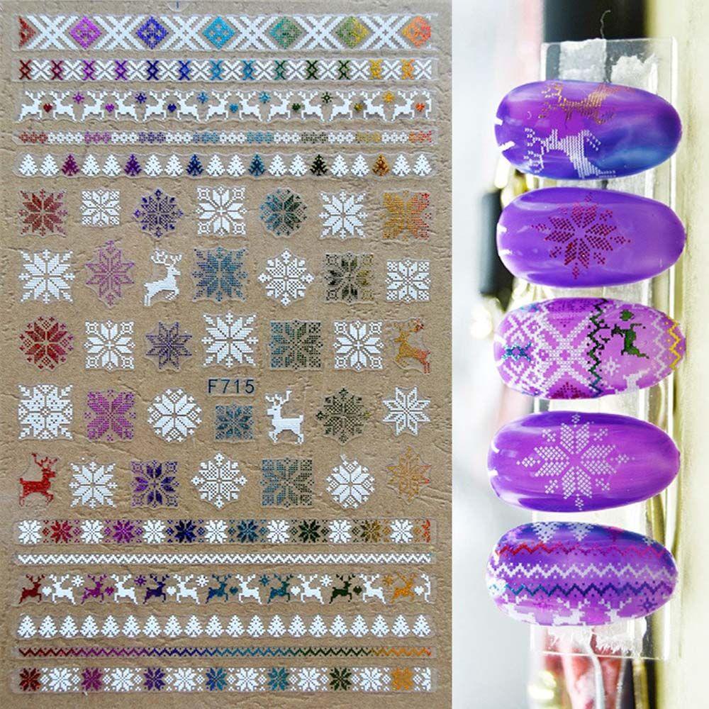 Miếng Dán Trang Trí Móng Tay Tự Dính Họa Tiết Tuần Lộc Và Chữ Tiếng Anh Chủ Đề Giáng Sinh