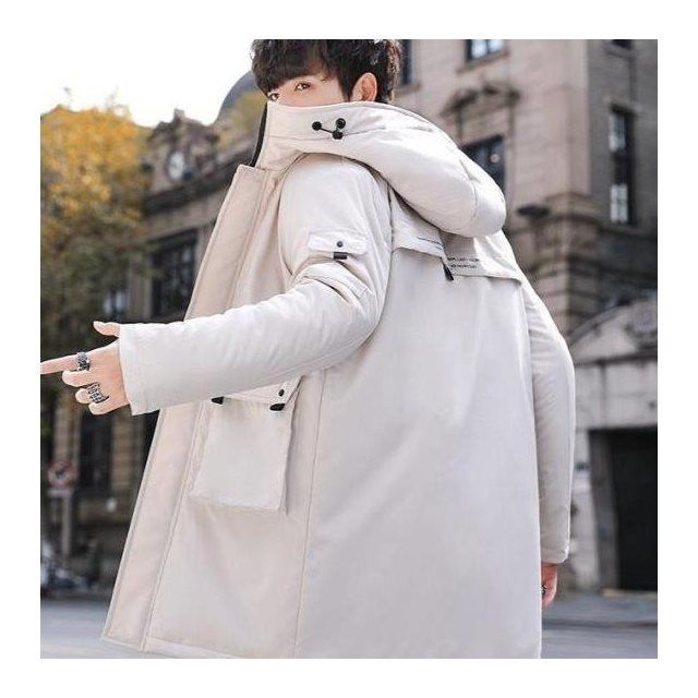 Áo khoác phao Cotton dáng dài có mũ trùm thời trang cho nam