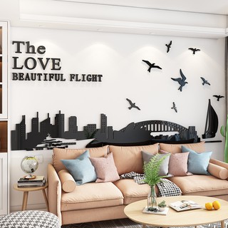 Tranh dán tường mica 3d - thành phố love