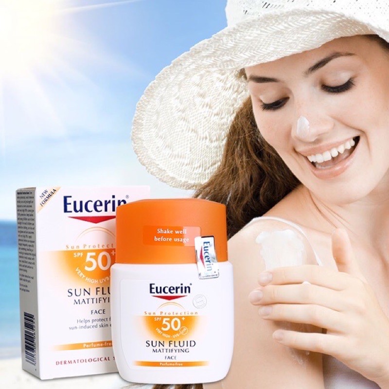 🎁 Eucerin Kem Chống Nắng Sun Fluid Mattifying Sensitive tặng Sửa Rửa Mặt Eucerin 200ml