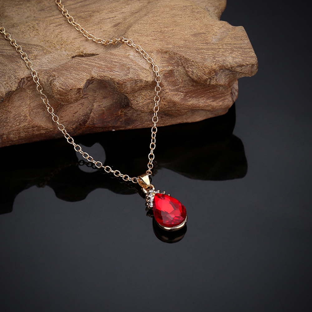 Bộ Vòng cổ + Đôi Khuyên Tai HìNh GiọT NướC ĐíNh Kim Cương Giả ThờI Trang Cho Nữ