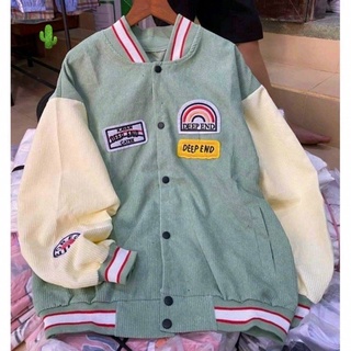 Áo khoác bomber thêu chất nhung tăm cầu vồng - G5P