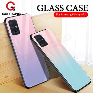 Ốp điện thoại mặt kính cường lực viền silicon mềm màu gradient cho Samsung Galaxy A71 A51 A20 A30 A10 Note 10 Pro Plus