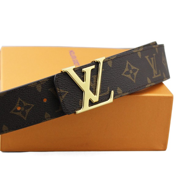 Thắt lưng nam, Dây nịt dây da - Họa tiết VL -  mặt khóa VL mặt trắng - vàng Hàng Hiệu - Phong cách doanh nhân