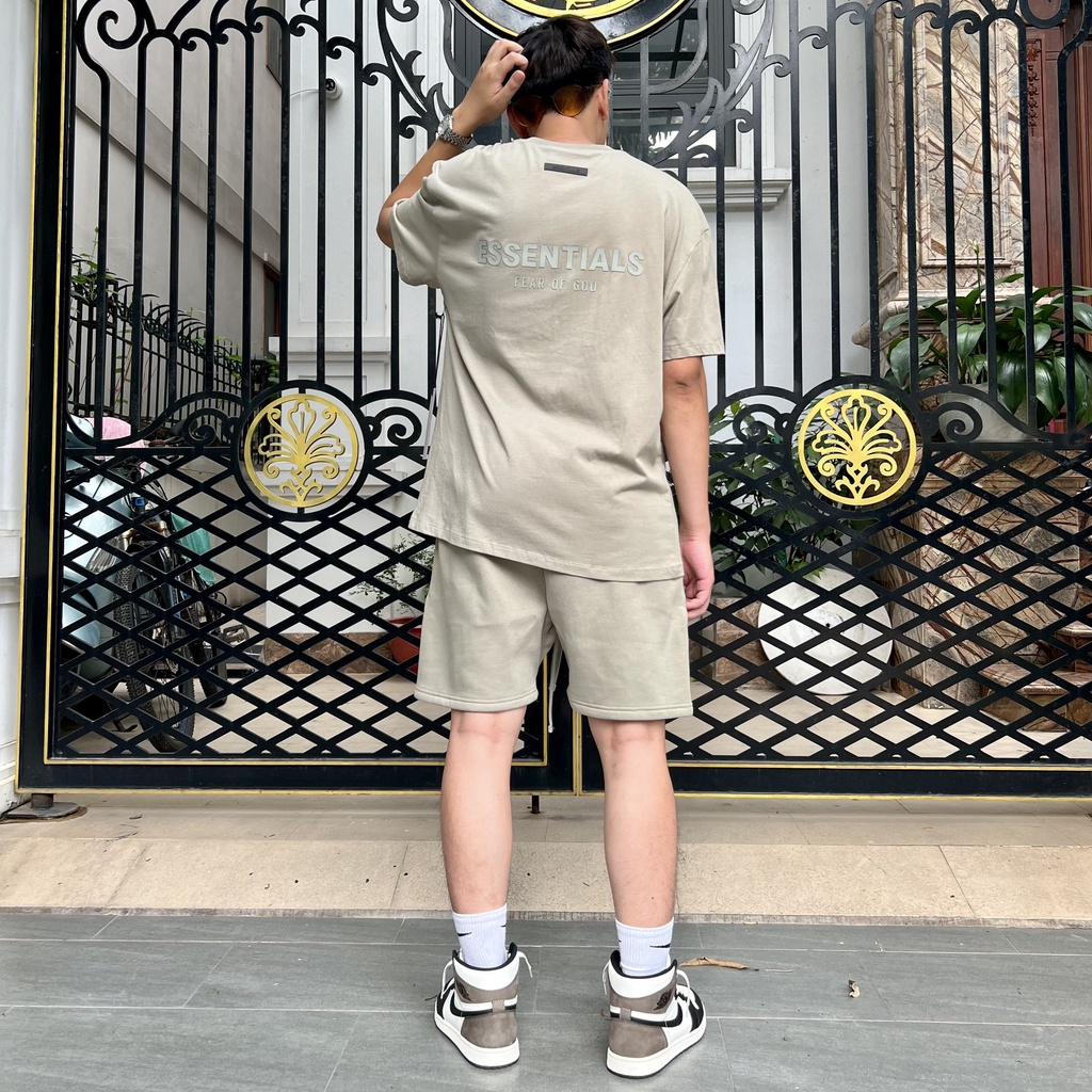 Set đồ Fear Of God FOG Essentials SS21 Pistachio bản cao cấp, Bộ đồ mùa hè FOG Essentials form rộng