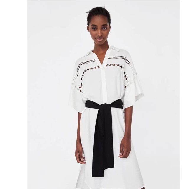 VÁY TRẮNG BUỘC EO ZARA