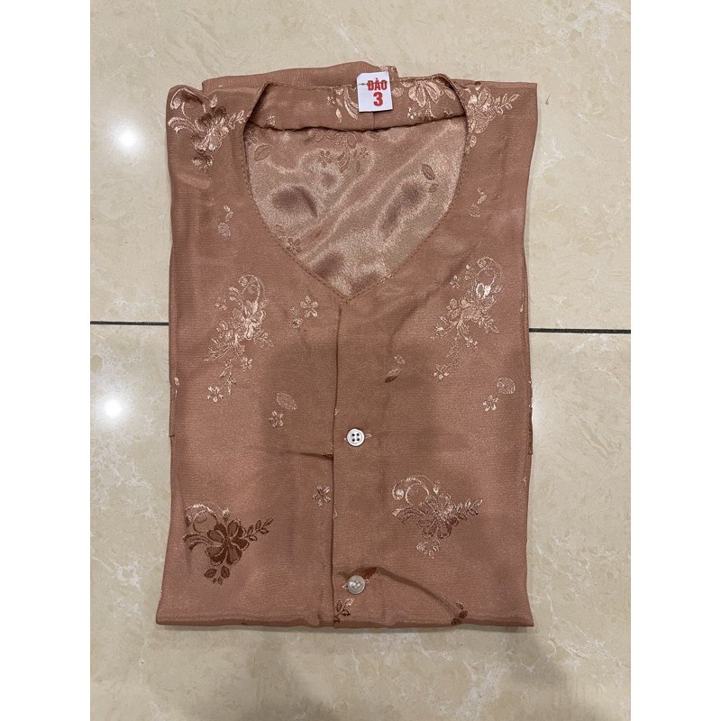 Áo bà ba dài tay cho người già, vải gấm hoa ướt khâu tay 40-62kg Shop Lê Đào