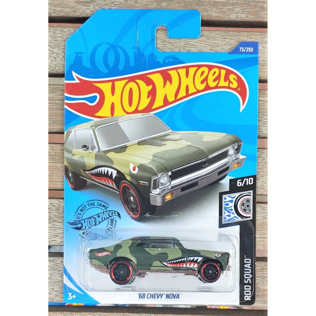 Xe mô hình tỉ lệ 1:64 Hot Wheels card US 68 CHEVY NOVA ROD SQUAD 73/250