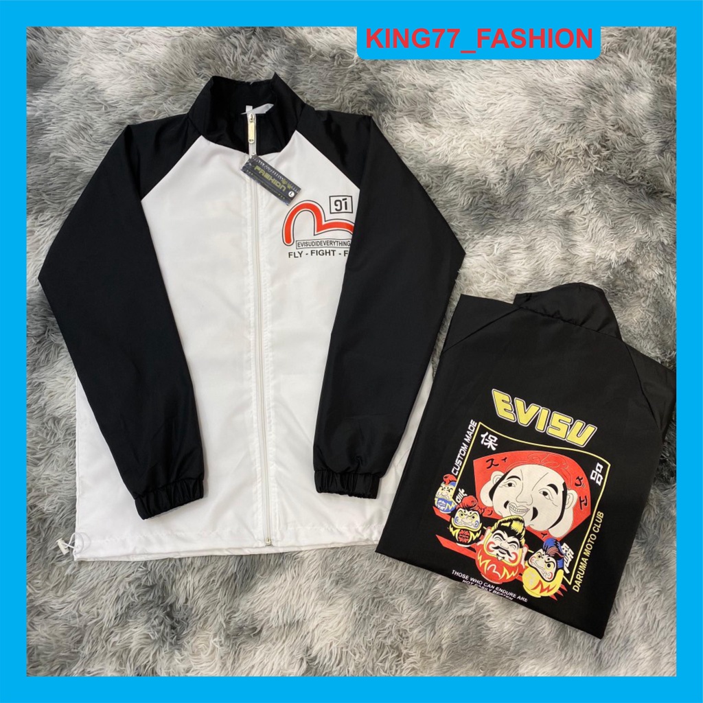 Áo Khoác nam, nữ EVISU chất dù 2 lớp dày dặn thoáng mát mẫu mới siêu đẹp hottrend giá rẻ