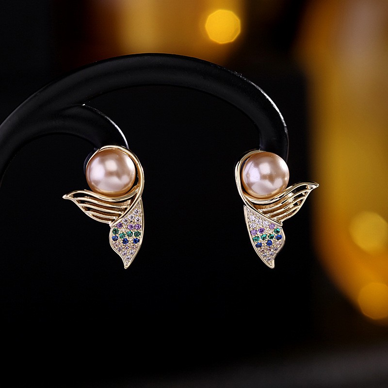 Bông Tai Hình Đuôi Cá Đính Đá Xinh Xắn Hàn Quốc Mainia Shop