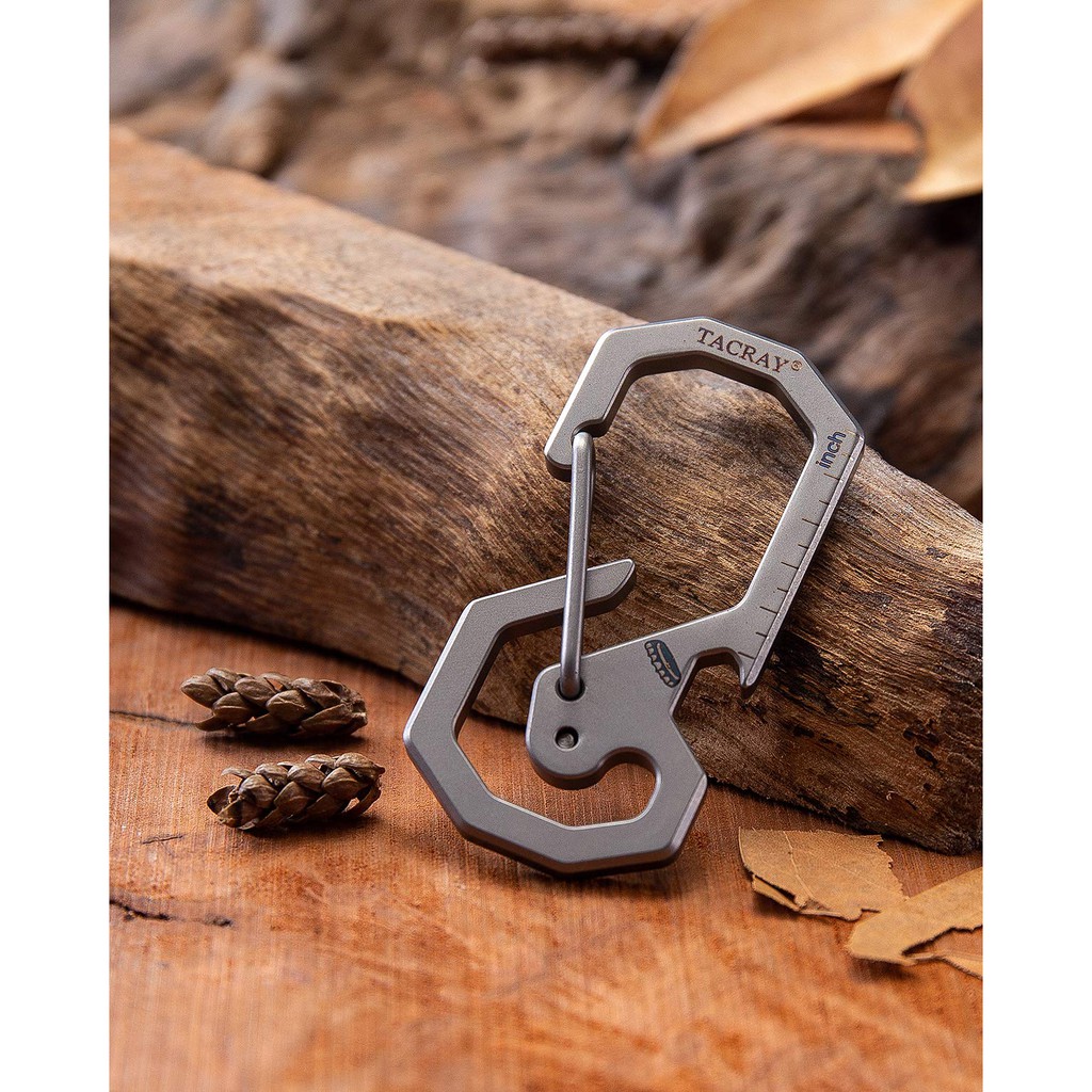 TACRAY - MÓC KHÓA TITAN CARABINER ĐẦU LỤC GIÁC KÈM MỞ BIA