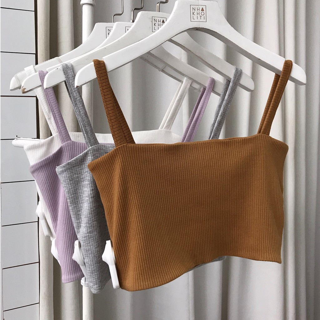 Áo thun 2 dây croptop vải cotton co giãn 4 chiều - ATTK021 | BigBuy360 - bigbuy360.vn