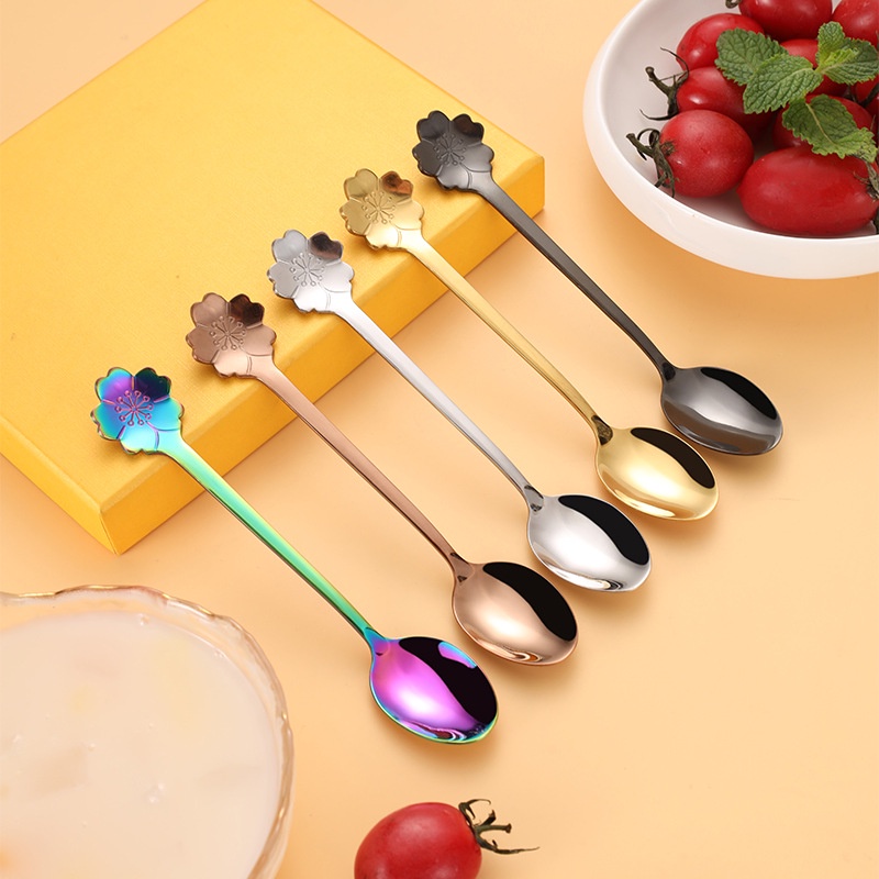 Muỗng Cà Phê Bằng Thép Không Gỉ Hình Hoa Anh Đào