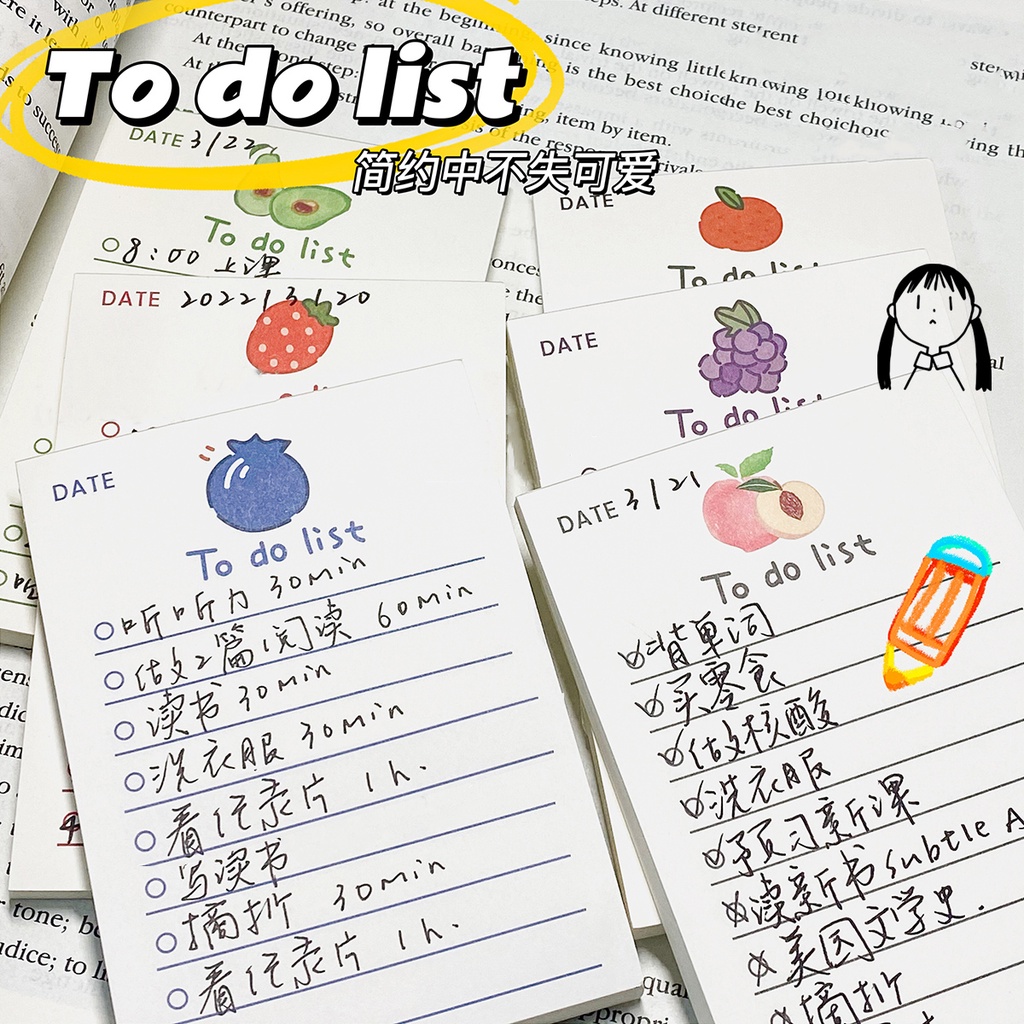 Set 50 Tờ Giấy Ghi Chú Hình Trái Cây Đáng Yêu