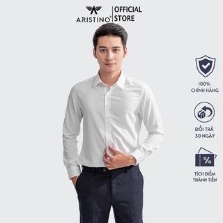 Áo sơ mi nam dài tay màu trắng vân sen WHITE LOTUS ARISTINO chất liệu cao cấp