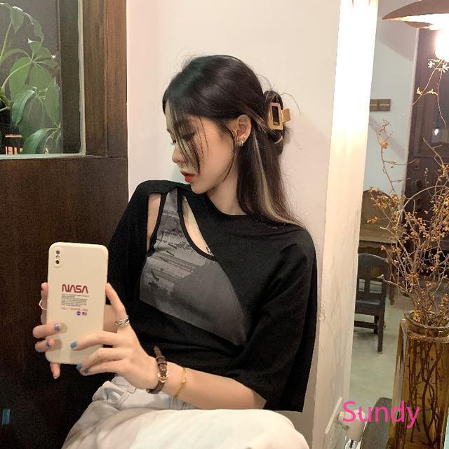 Set Áo Thun Sát Nách Dáng Rộng + Áo Thun Phong Cách Hàn Quốc Cho Nữ