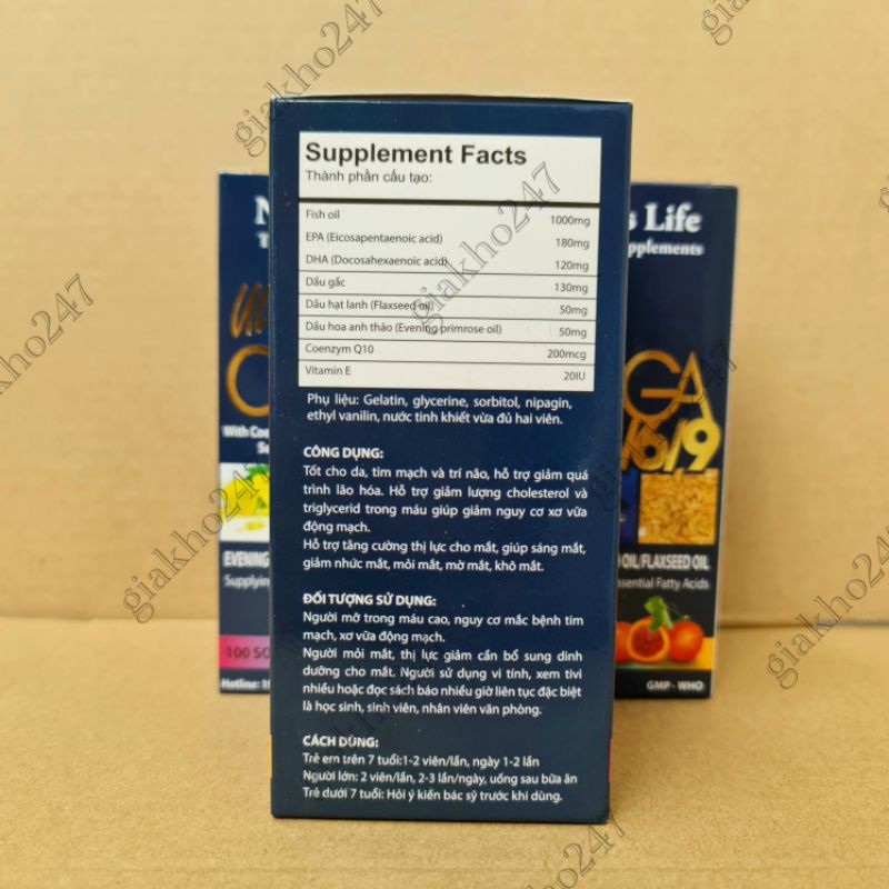 Combo 3 Hộp OMEGA 369 - Hộp 100 viên - Làm giảm mỏi mắt, khô mắt