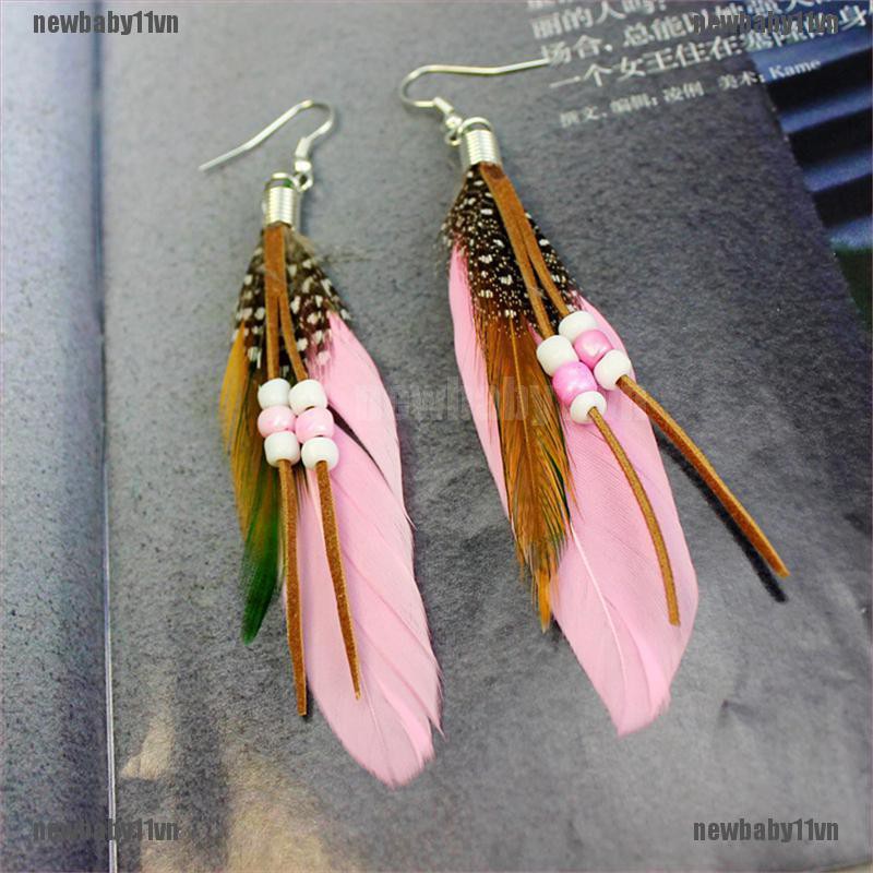 Bông Tai Lông Vũ Tua Rua Thời Trang