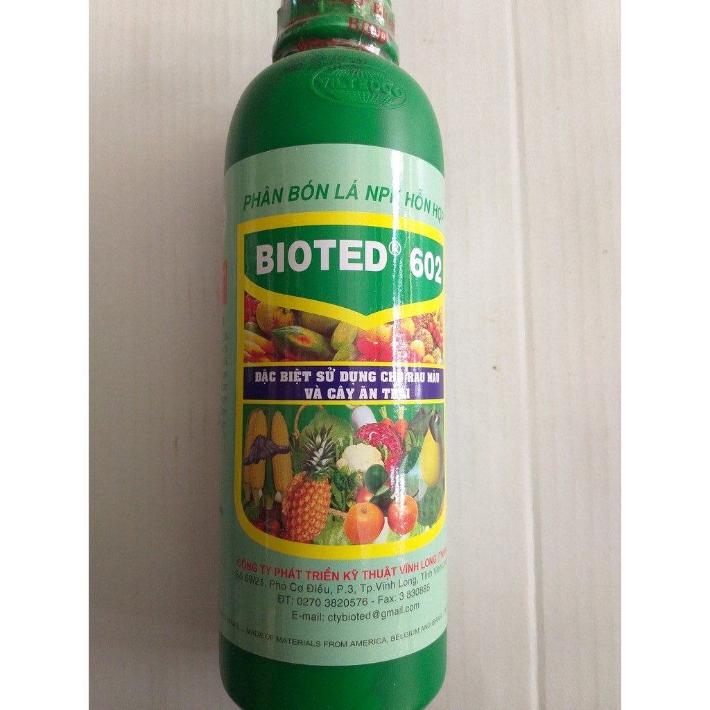 Phân bón lá BIOTED 602 - Chuyên rau màu và cây ăn trái - Chai 1 lít