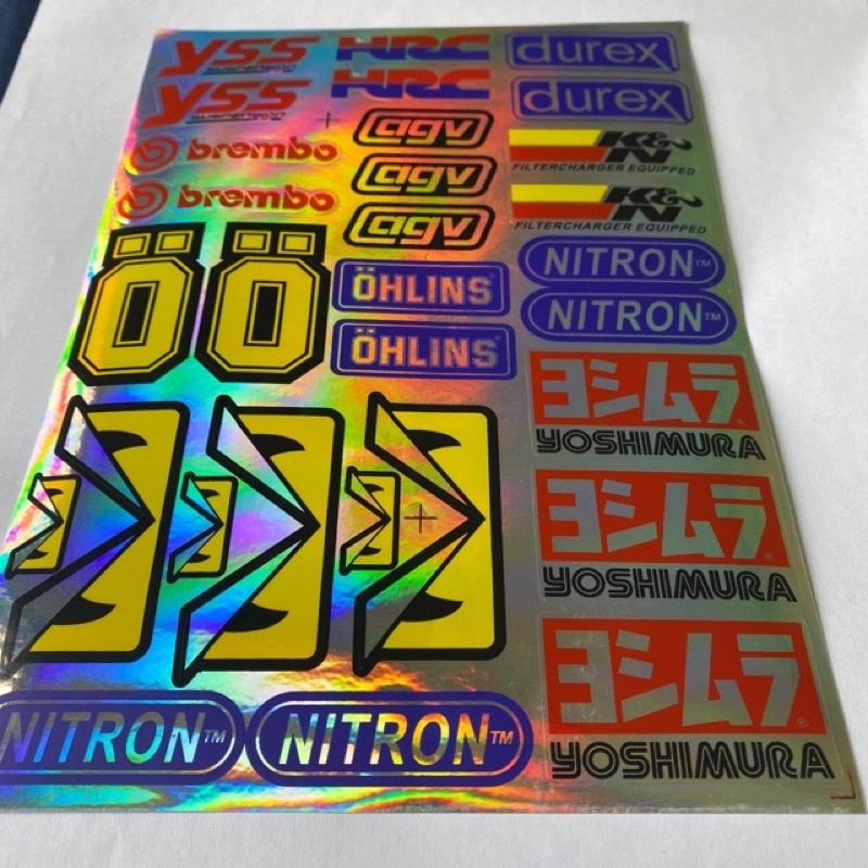 Bộ tem mạ Crom logo 7 màu Racing 10