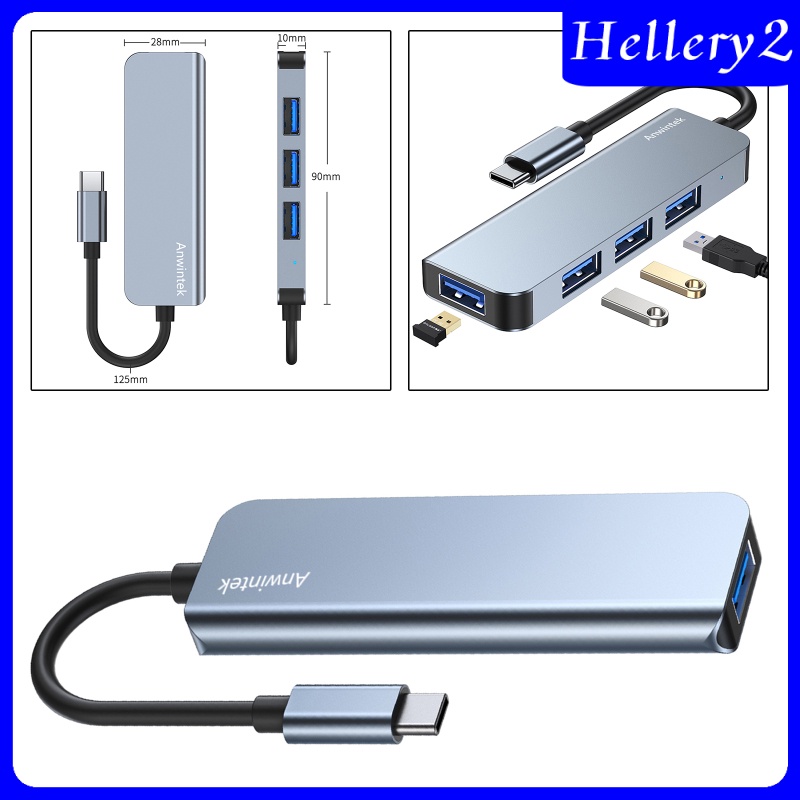 [HELLERY2] USB-C Type C to USB 3.0 USB 2.0 4 Port Hub Adapter Splitter Expansion Silver