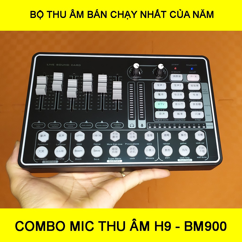 COMBO MIC THU ÂM – MIC HÁT LIVESTREAM TRÊN ĐIỆN THOẠI H9 + MIC BM900