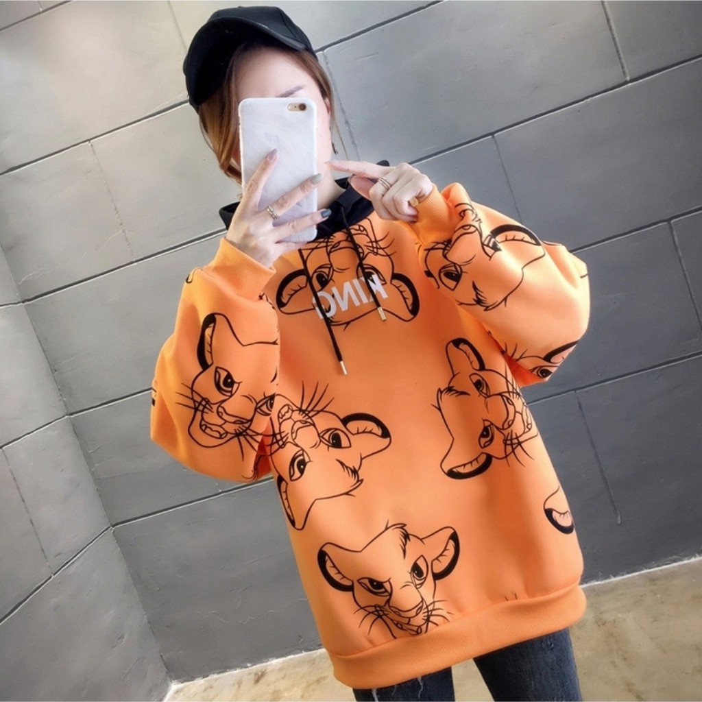 Áo Khoác Nỉ Hoodie KN13 In Hình Vua Sư Tử, Freesize Dưới 60kg | BigBuy360 - bigbuy360.vn