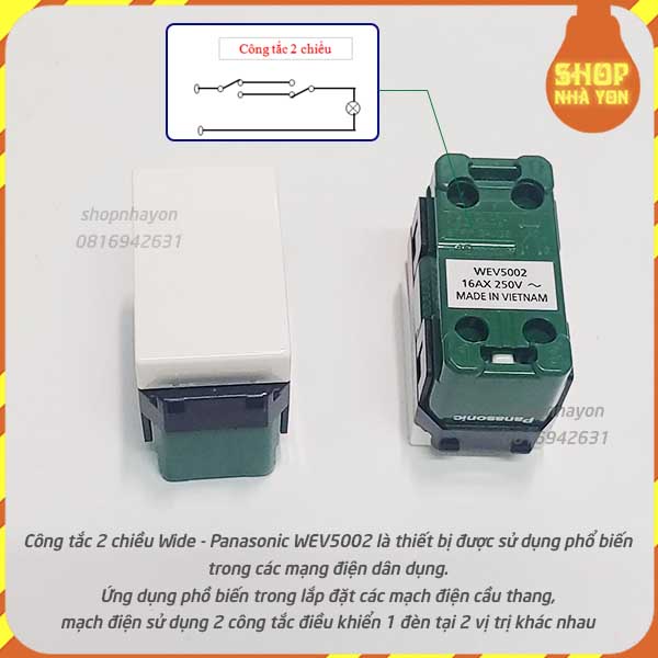 CÔNG TẮC ĐƠN 2 CHIỀU CẦU THANG WIDE Pana PANASONIC WEV5002SW  CHÍNH HÃNG