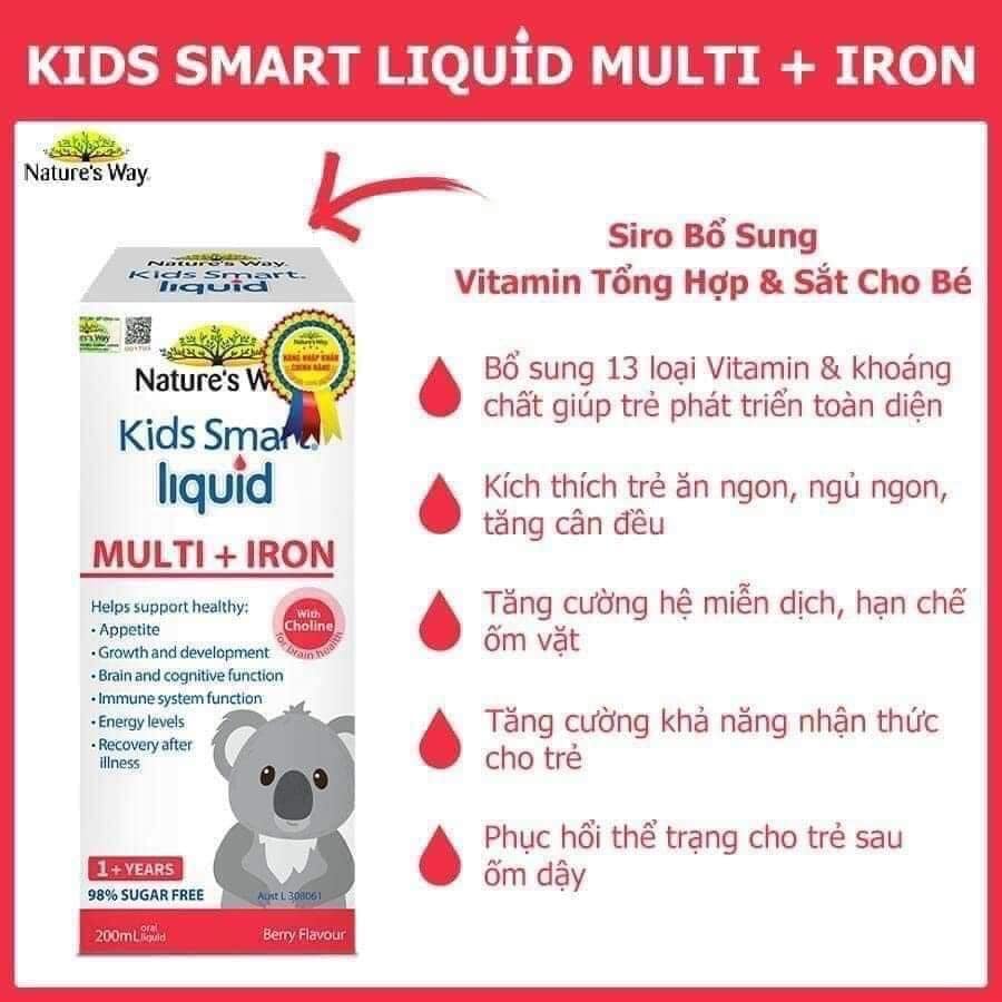 Nature's Way Kids Smart Multi Iron Liquid Bổ Sung Sắt,Dưỡng Chất Cần Thiết Cho Sự Phát Triển Của Bé