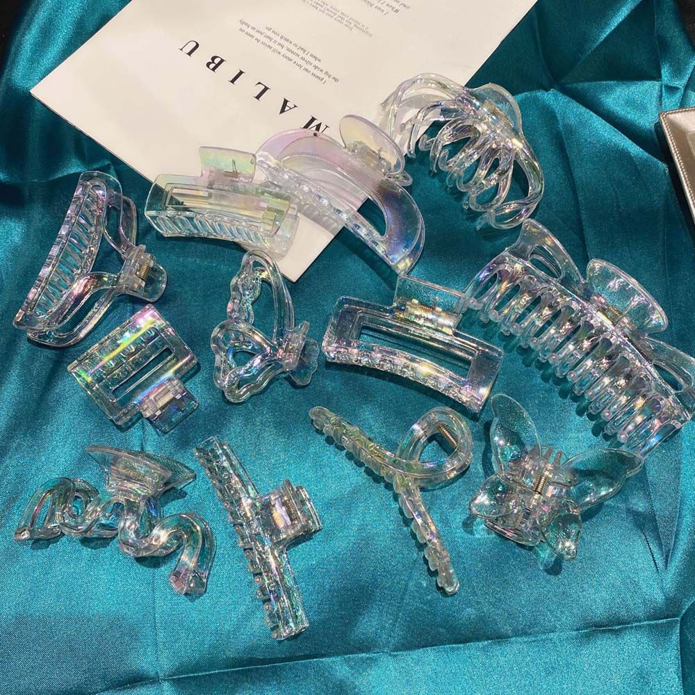 Kẹp tóc càng cua bằng acrylic màu laser đơn giản phong cách Hàn Quốc